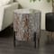 22.25" Multicolor Mother of Pearl Shell Geometric Handmade Inlay Accent Table with Black Legs
